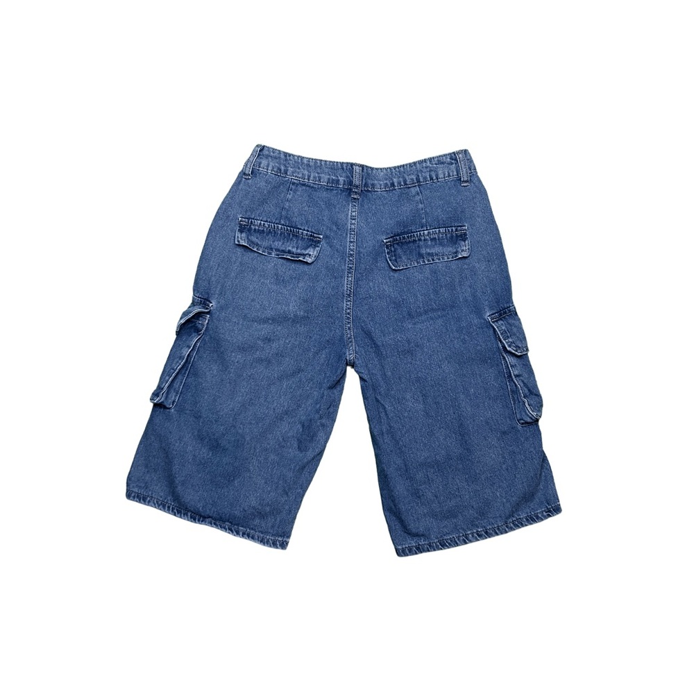 Blue Pleated Cargo Shorts - Picture 2 of 7